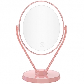LED Lighted Makeup Vanity Mirror USB Chargeable, 1x/7x Magnification Double Sided 360 Degree Rotatable Magnifying Mirrors, 3 Light Settings Dimmable Tabletop Cosmetic Mirror for Bedroom - Rose Gold