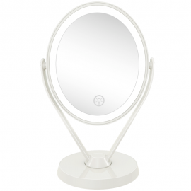 Aesfee Double-Sided 1x/7x Magnification LED Makeup Mirror with Lights, Lighted Vanity Magnified Mirror USB Chargeable, Touch Sensor Control 3 Light Settings Illuminated Countertop Mirrors - White