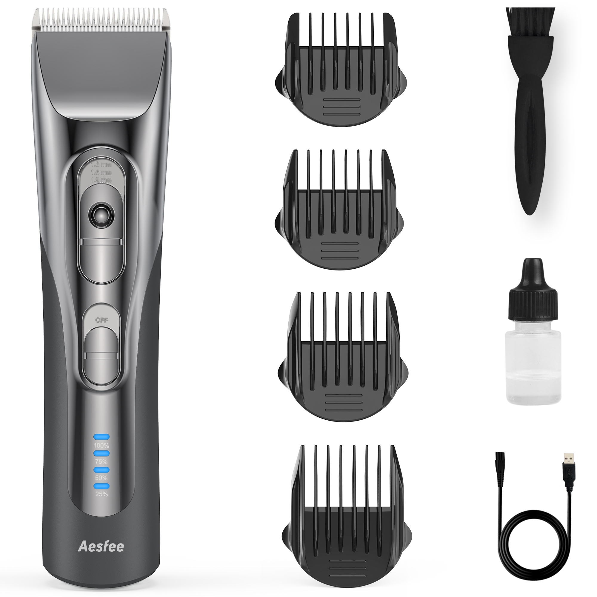 Professional Hair Clippers for Men Cordless Barber Clippers and Trimmer Set, Electric Hair Cutting Kit Powerful Barbers Haircut Trimmer Rechargeable with 4 Guide Combs, 2-Speed, Battery Indicator